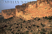 MALI: Escarpment at BANDIAGARA with DOGON settlements at base of cliffs