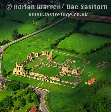 Aerial image of byland Abbey, North Yorkshire