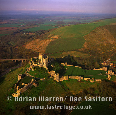 Aerial image of Corfe Castle, Dorset