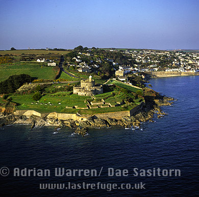 Aerial image of St. Mawes castle, Cornwall