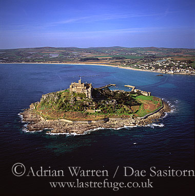 Aerial image of St. Michael's Mount, Cornwall