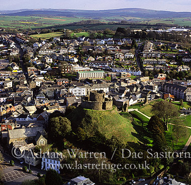 Aerial image of Launceston  and its castle