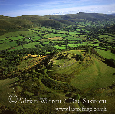 Aerial image of Dinas Castle, Pengenffordd, Wales