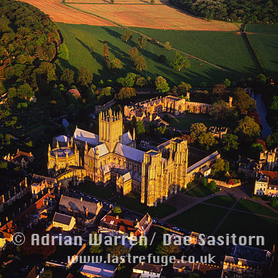 Aerial image of Wells Cathedral, Wells, Somerset, england