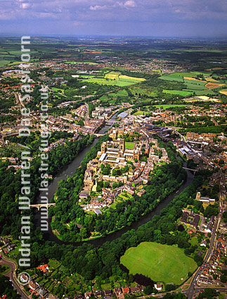Aerial view of Durham and Durham Cahedral, Durham, England