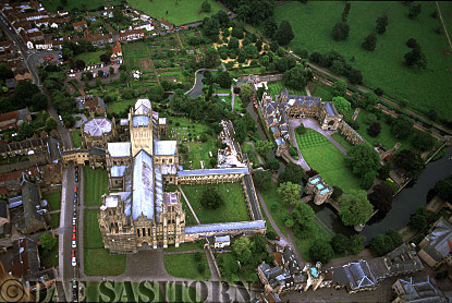 Aerial view of Wells Cathedral, Wells, Somerset, england