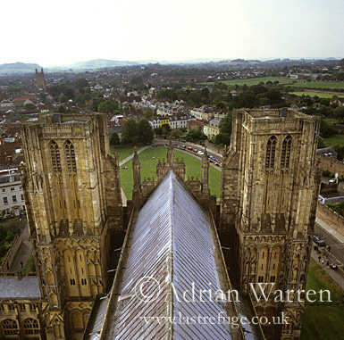 Aerial photo of Wells Cathedral, Wells, Somerset, england