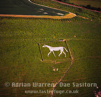 Aerial view of New Pewsey White Horse, Pewsey, wiltshire, England