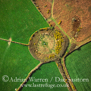 Aerial image of Boscawen-un Stone Circle, Cornwall, England