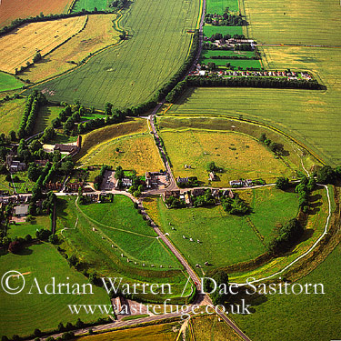 Aerial image of Avebury Stone Circles, Wiltshire, england